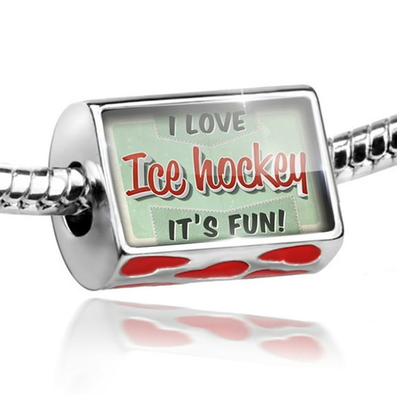 Lex & Lu Sterling Silver Hockey Player Charm LAL103741 Lex & Lu Sterling Silver Hockey Player Charm LAL103741
